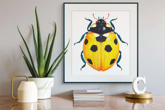 7-SPOT LADYBUG/LADYBIRD - Yellow - original watercolour
