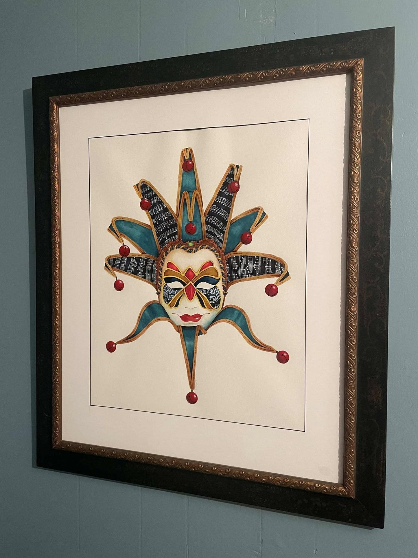 MARDI GRAS MASK - TEAL - giclee print