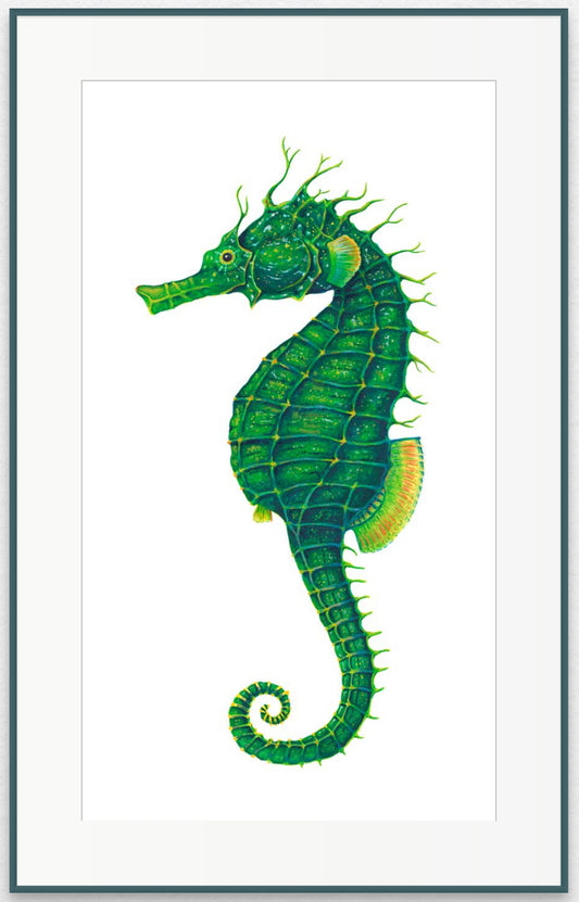 GREEN SEAHORSE - original watercolour
