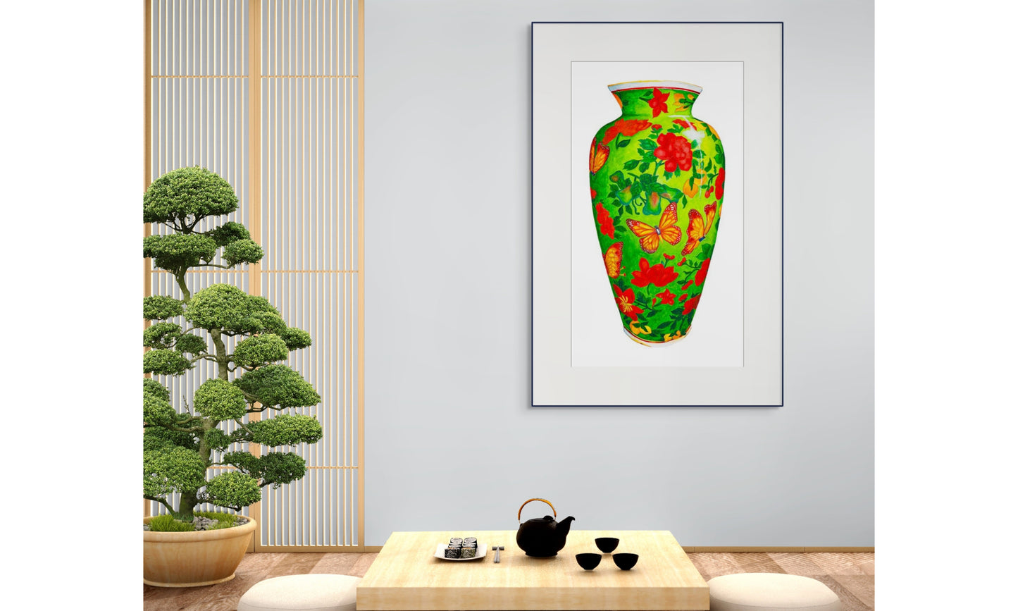 CHINESE VASE - GREEN - giclee print