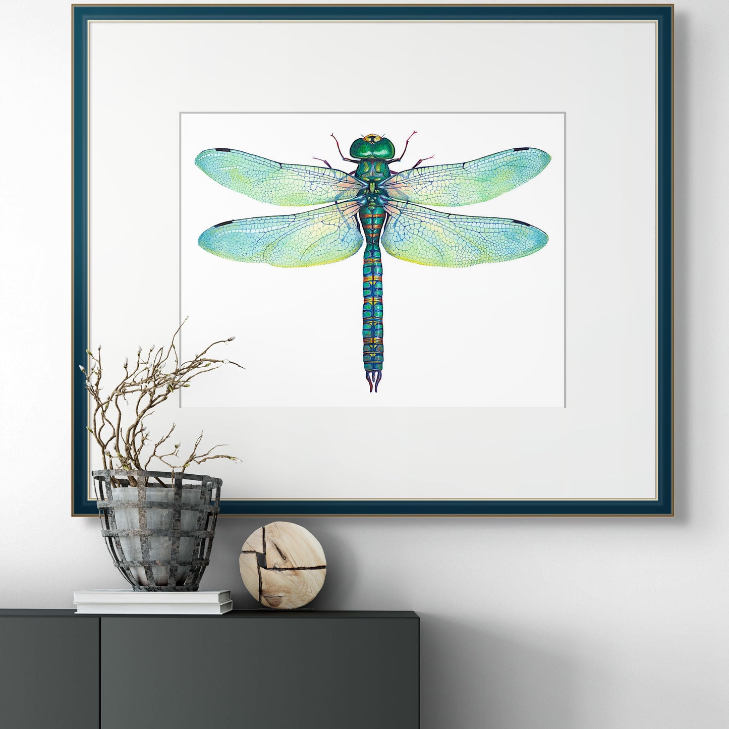 GREEN DRAGONFLY - original watercolour