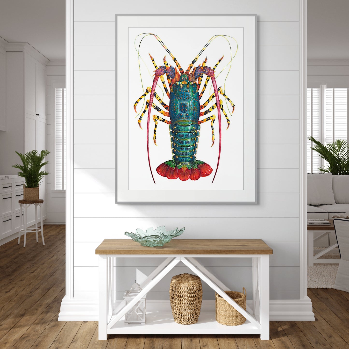 RAINBOW SPINY LOBSTER - original watercolour - 40" tall