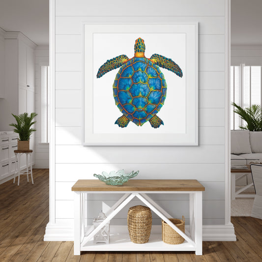 BLUE SEA TURTLE - giclee print