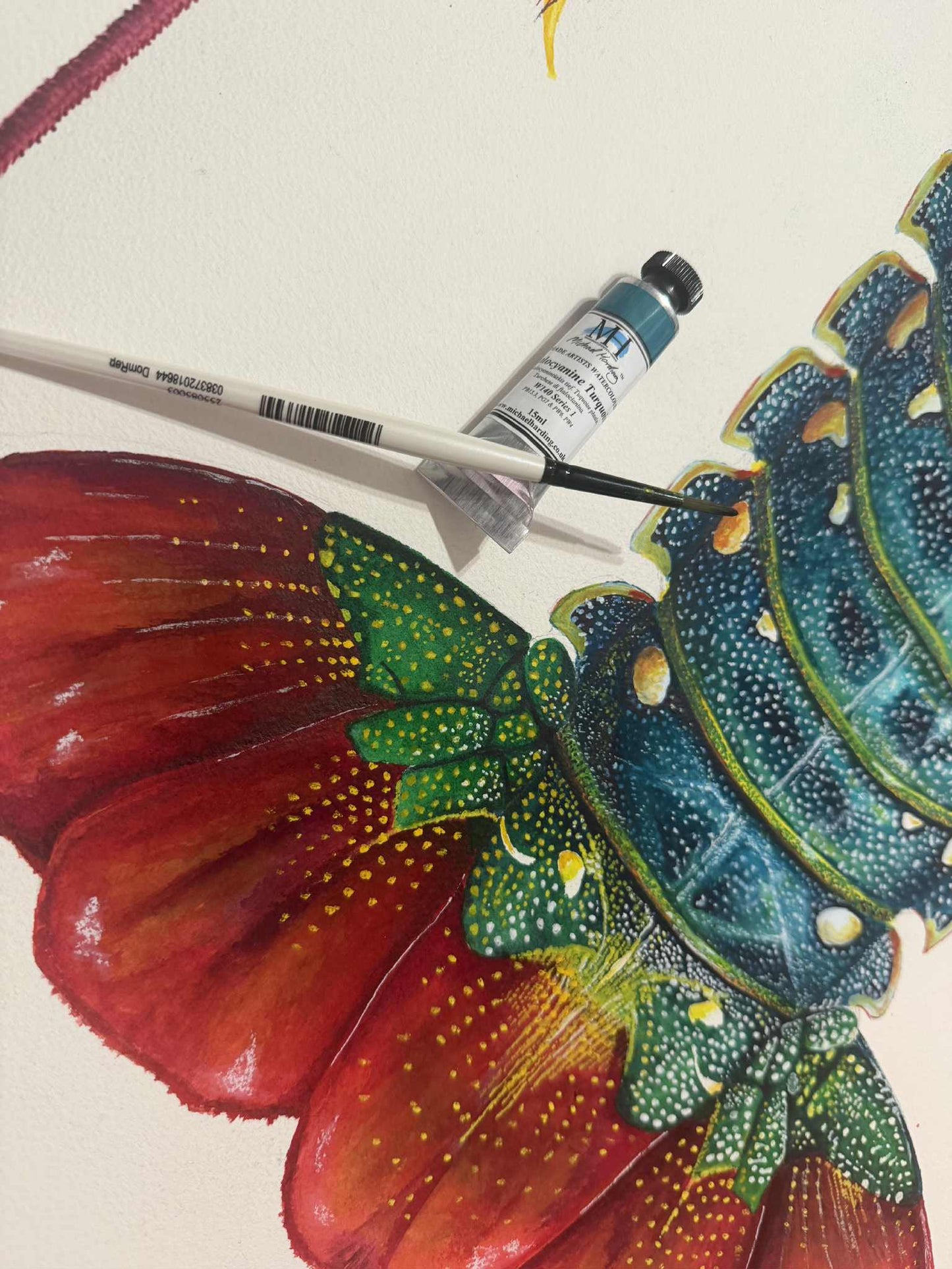 RAINBOW SPINY LOBSTER - original watercolour - 40" tall