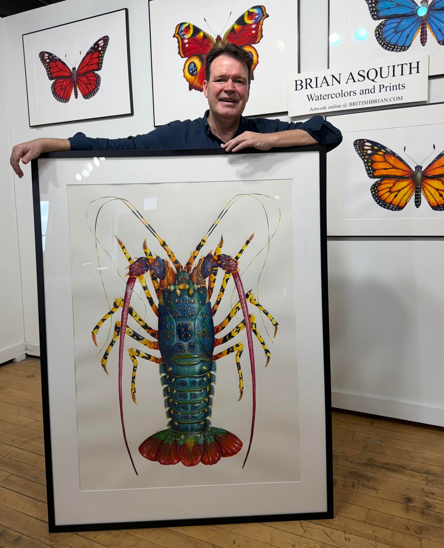 RAINBOW SPINY LOBSTER - original watercolour - 40" tall