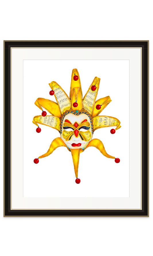 MARDI GRAS MASK - YELLOW - giclee print