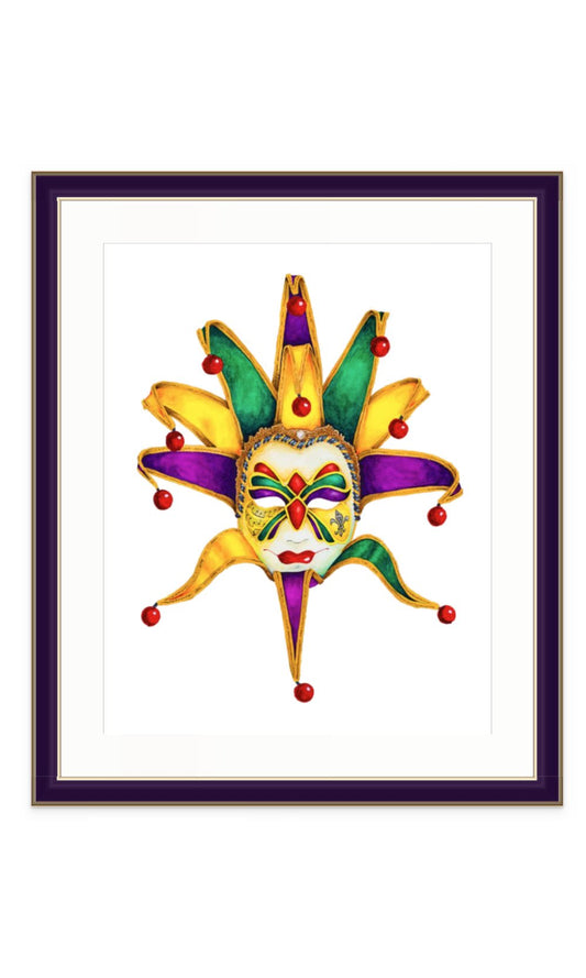 MARDI GRAS MASK - TRI-COLOR - giclee print