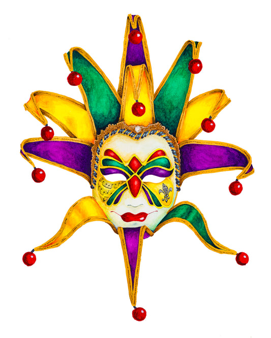 MARDI GRAS MASK - TRI-COLOR - giclee print