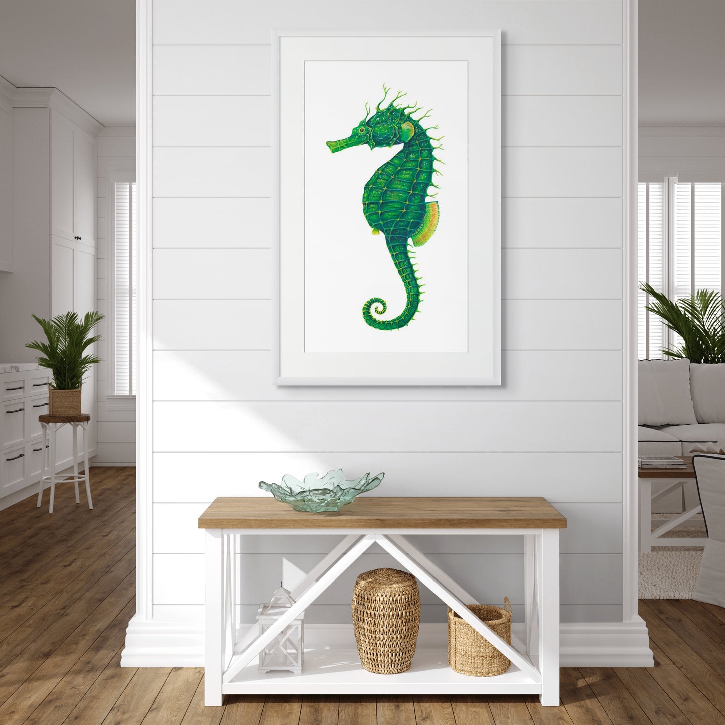 GREEN SEAHORSE - original watercolour