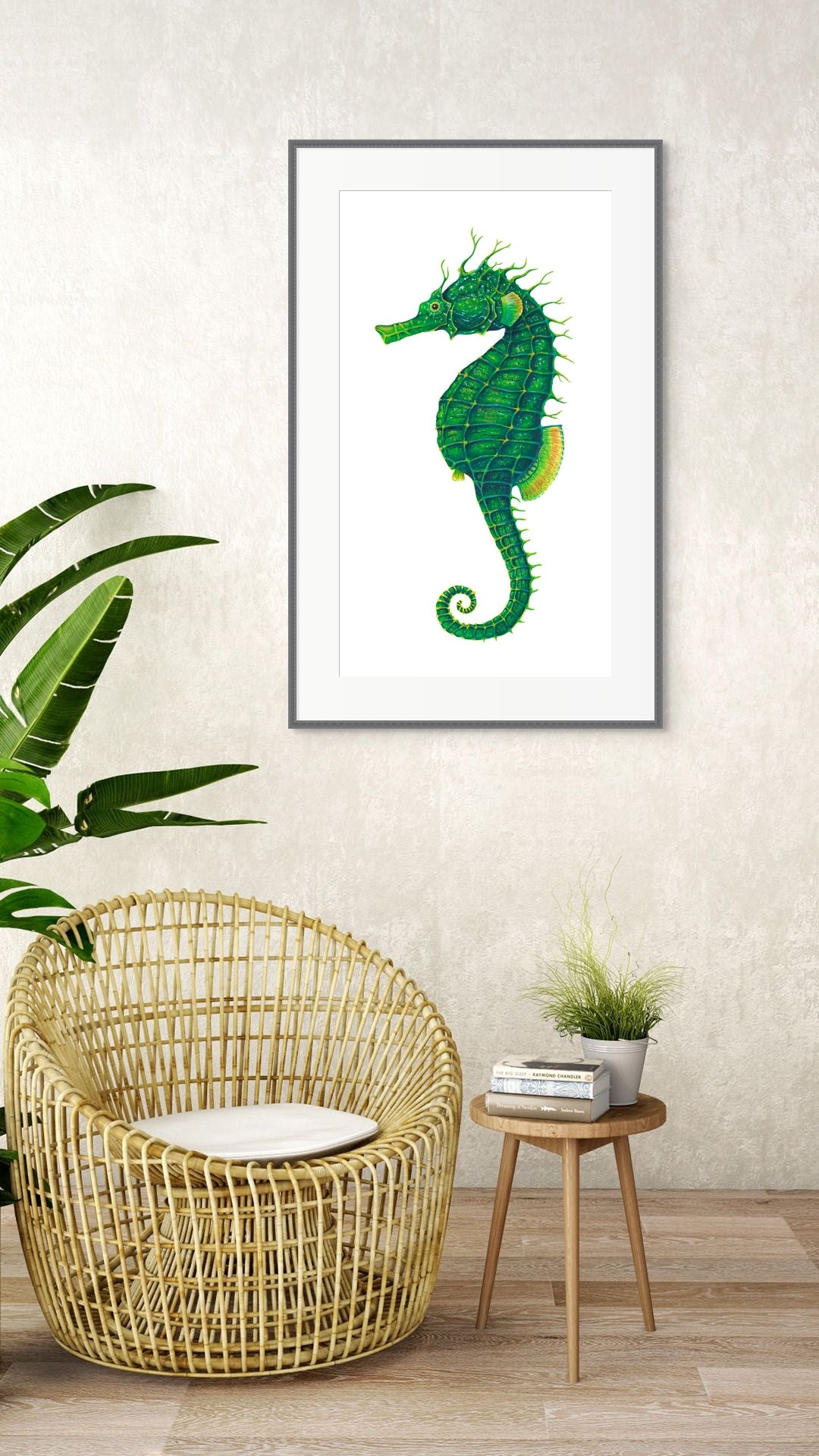 GREEN SEAHORSE - original watercolour