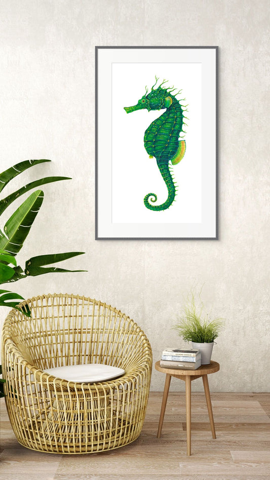 Green Seahorse - giclee print